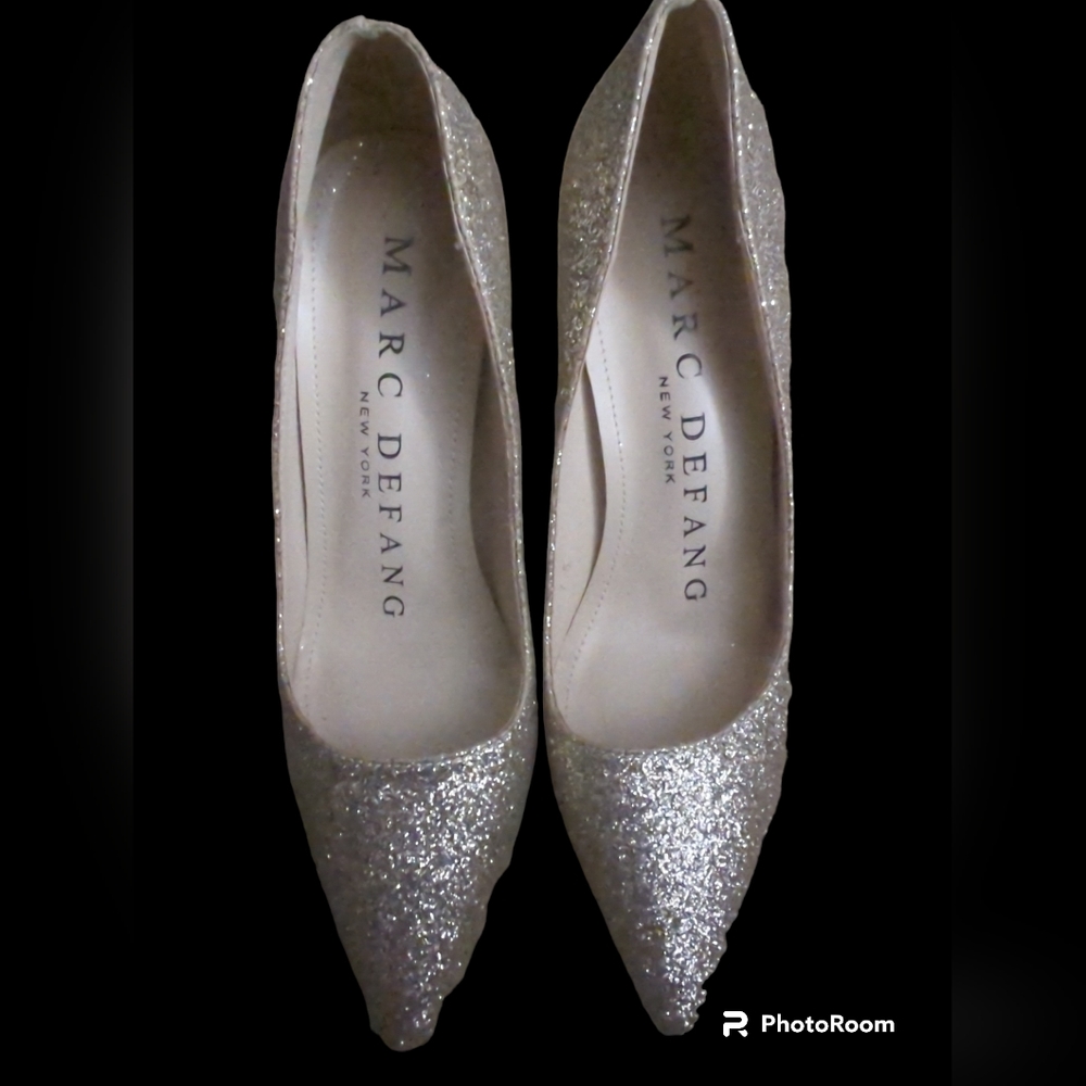 Marc Defang Glitter Champagne Gold Stiletto 4" Heels Size 7.5